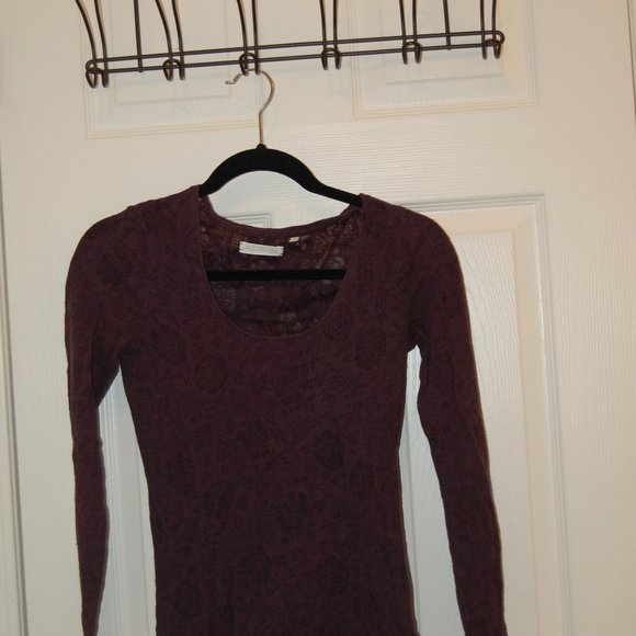 Martin & OSA Women's Brown Flower Print Long Sleeve Sheer Shirt Size M - Picture 3 of 7